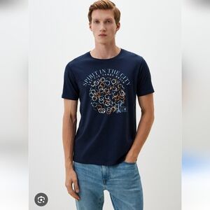 Ragman Navy Graphic T-Shirt Mens Size M